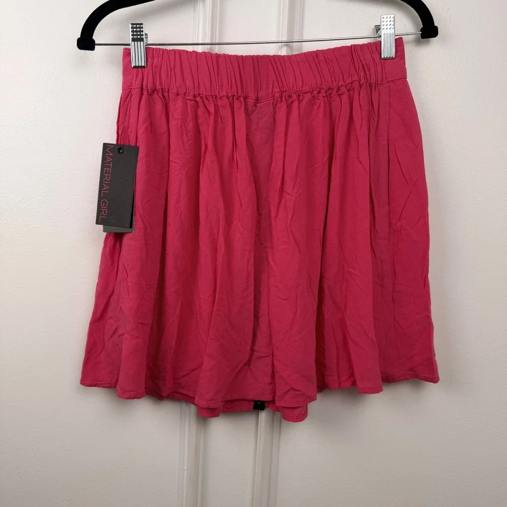 Material Girl Pink Flared Mini Skirt‎ Rasp Sorbet Snap Front Medium NEW